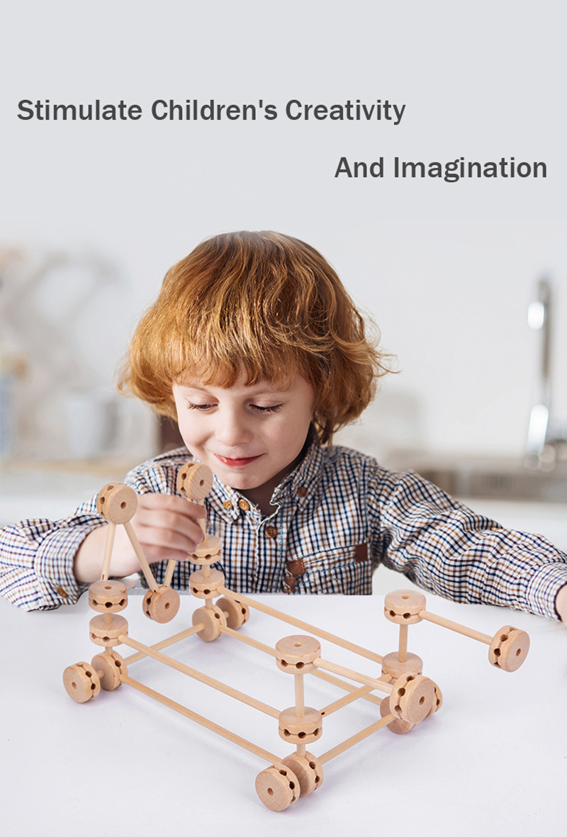 3D Construct Fort Wooden Building Blocks Toy Creative DIY For Children