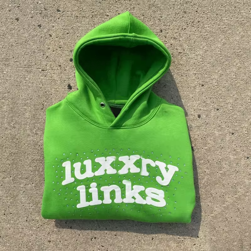 Logo Puff Print Hoodie Custom Streetwear Hoodie Cotton French Terry Bubble Print Pull Over Men
