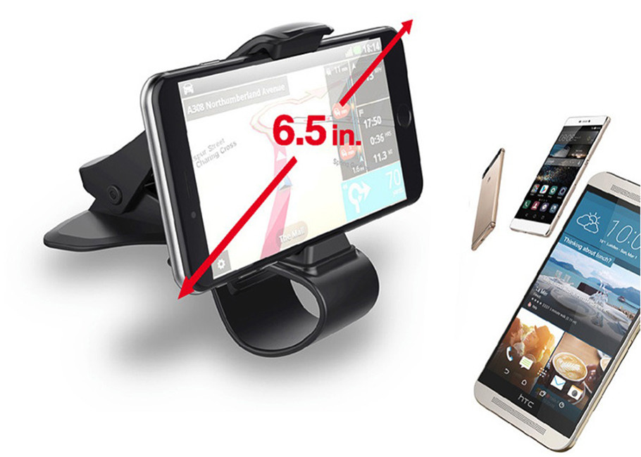 ABS Adjustable Phone Holder Dashboard Mounted Easy Operation Black White