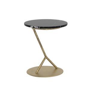 China Living Room Round Small Stainless Steel End Table With antique Bronze Table Black Natural Marble Top wholesale