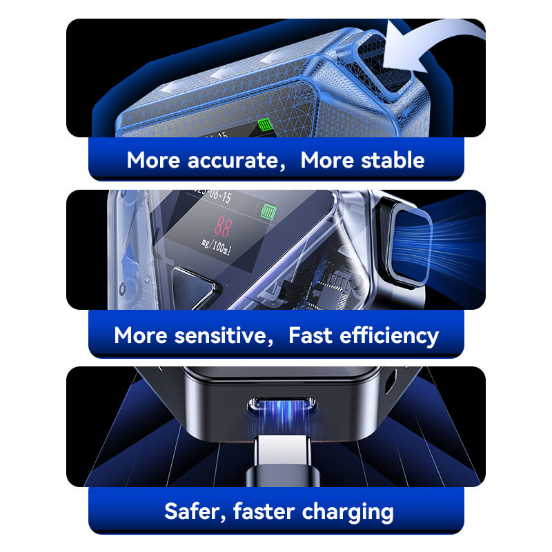 Multi Language Multi Unit Portable Breath Analyzer ABS Plastic Bluetooth Alcohol Tester