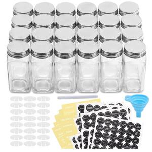 China 4oz 24pcs Glass Spice Seasoning Jar Set With Airtight Cap wholesale