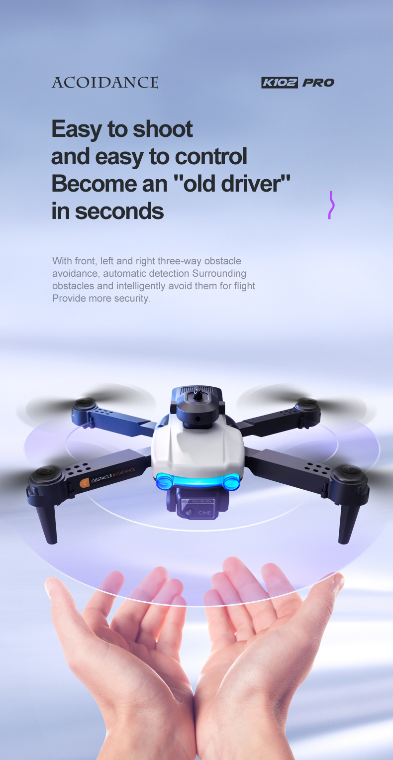 Beginner Operator Skill Level K102 PRO Drones Camera for Adults 4k Live Video RC Quadcopter Helicopter