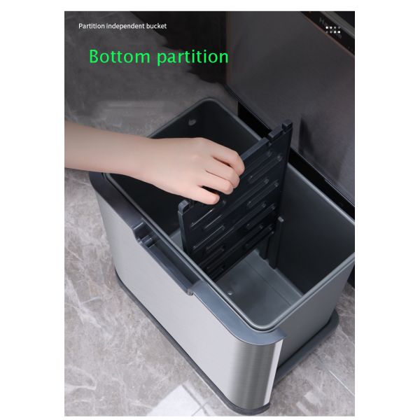 Commercial Large Double-layer Dry and Wet Separation Smart Sensor Motion Waste Recycling Stainless Steel Trash Can