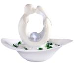 14" White Sweetheart Table Top Water Fountains Modern Outdoor Fountains