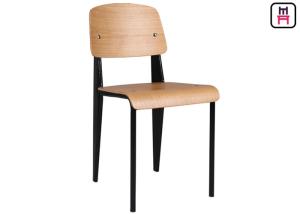China Nordic Minimalism Metal Restaurant Chairs Leather / Wood Seats Library Style wholesale
