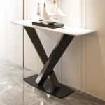 Antique White Marble Top Console Table Restaurant Use Narrow Entryway Table