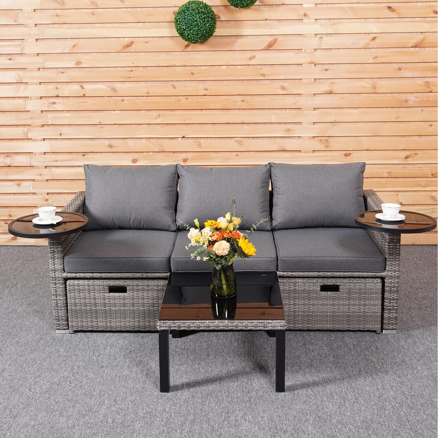 Garden Backyard Lounge Sofa Set with PE Wicker Rattan in Various Sectional Design