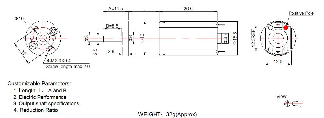 16mm 12v Gear Motor High Torque Metal Spur Gearbox Low Noise 16GA050 For Baby Shaker