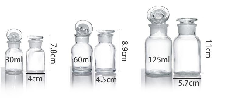 Custom 125ml Amber Wide Mouth Reagent Bottle Vintage Glass Apothecary Jar