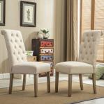 Solid Wood Tufted Dining Chair Modern Luxury Restaurant Wood Imitated Dining