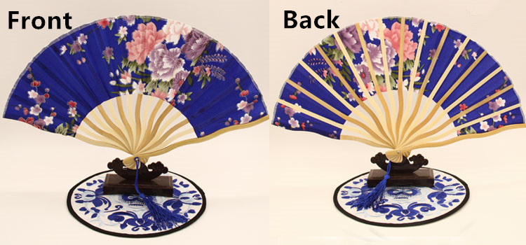 Assorted Flower Handheld Foldable Fan Curved Fabric Folding Fans With Tassel