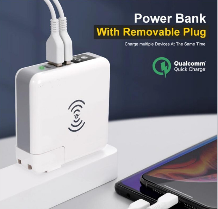 2 USB Port ABS PC 6700mAh Wireless Charger Power Bank