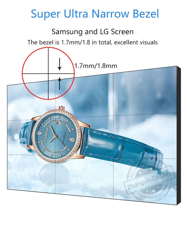3*3 Multi Screen DID LCD Video Wall 55" 4k 1.7mm bezel LED TV Display For Media EDA/CAD Models