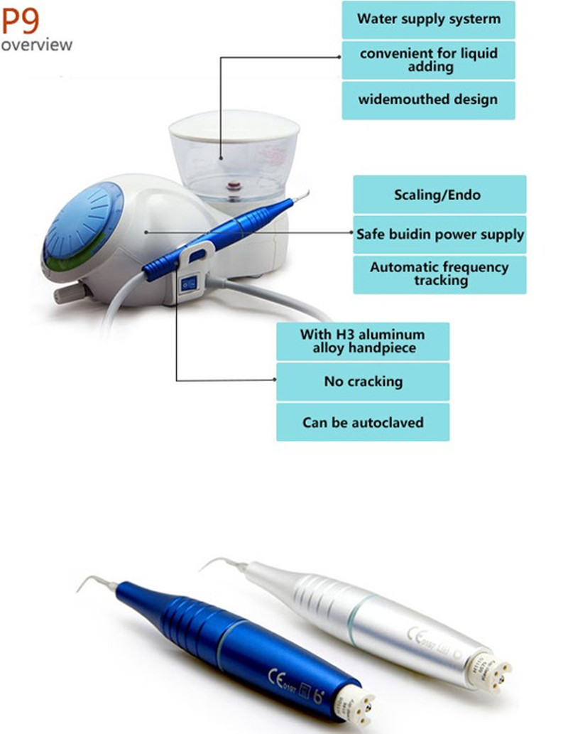 Luxury P9 P10 Auto Ultrasonic Dental Scaler Machine Water Supply For EMS