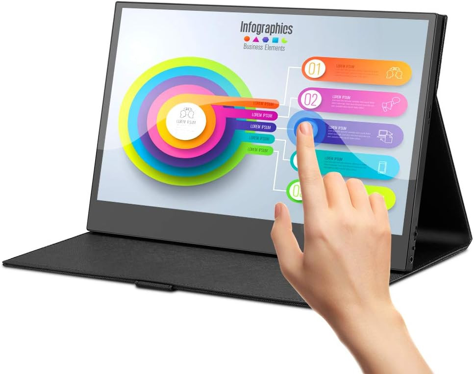 Travel USB C Second Touchscreen 13.3inch Portable Monitor For Laptop Mini PC