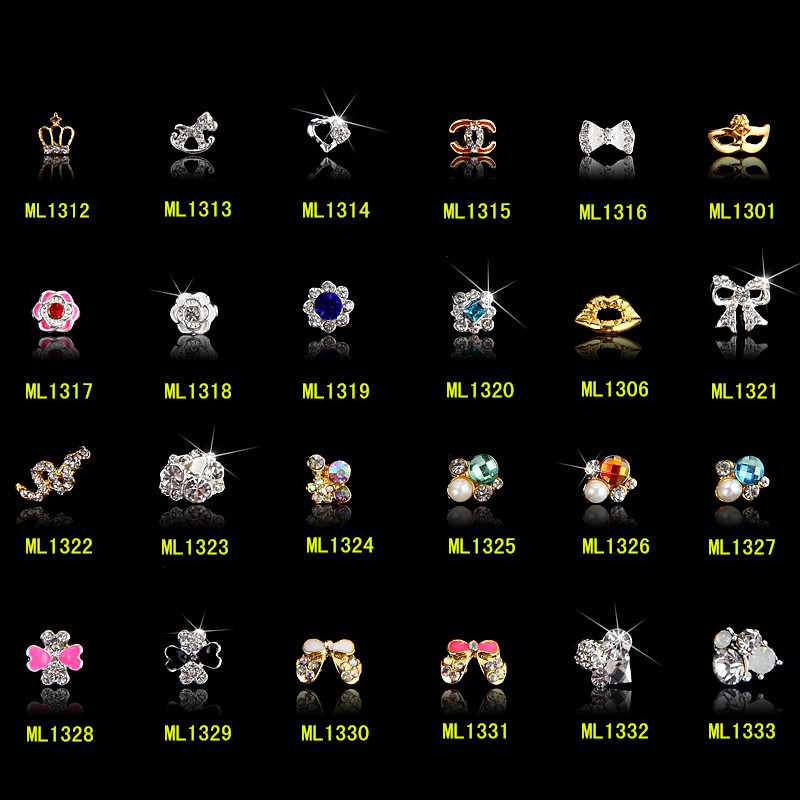 Hot NEW Wholesale Alloy Jewelry 3D Nail Art Jewelry Nail rhinestones Sticker Supplier Number ML1312-1333
