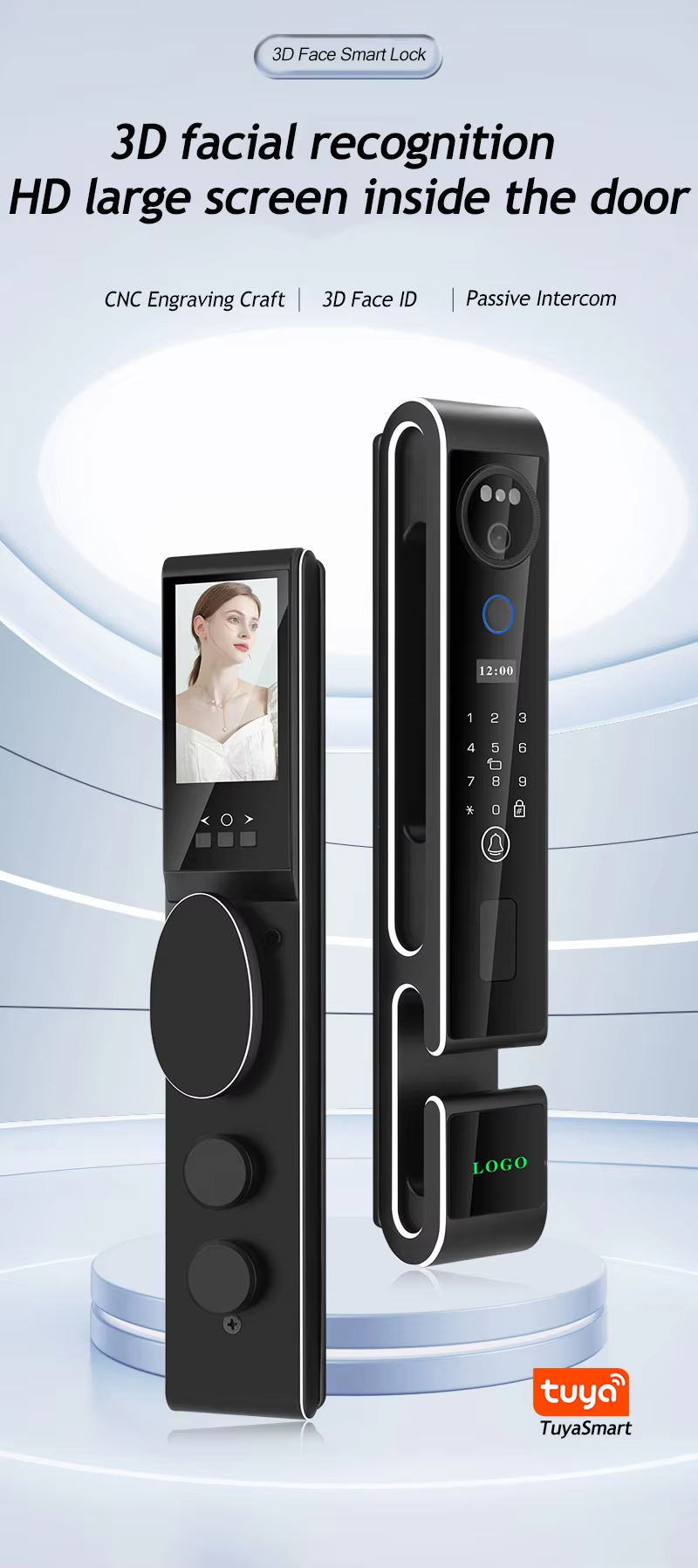 S666max 3D Face ID Recognition Door Lock With Video Calling Card Key Code Multi-unlock Ways