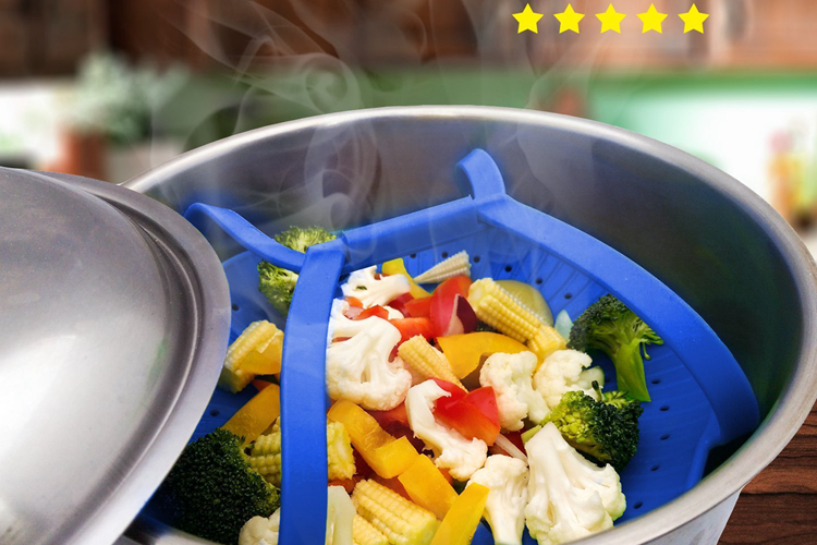 2019 Amazon Top sale Microwave Food Grade Colorful Multi-purpose Silicone Steamer Basket Vegetable Best Steam Cooker Target