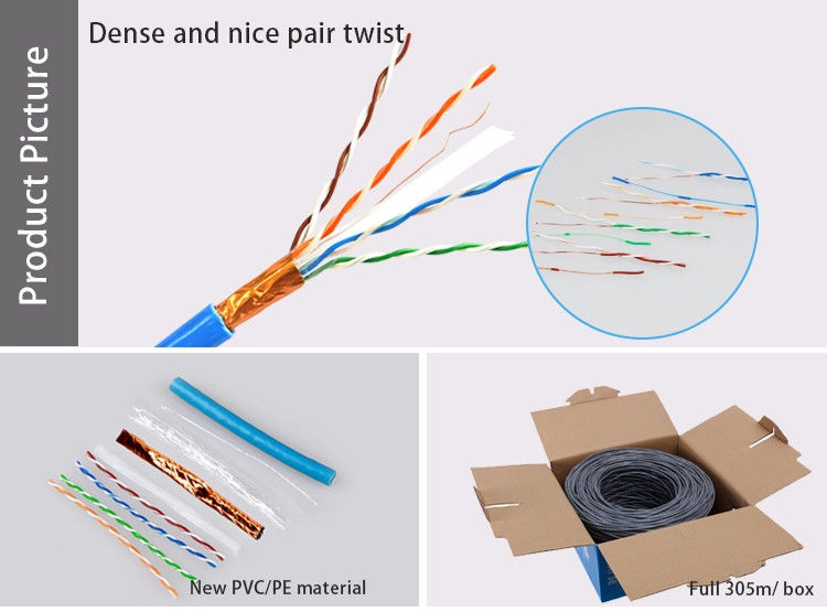 24AWG PVC Jacket Ethernet Cat 6a Cable / 4 Pairs Cat6a Shielded Plenum Cable