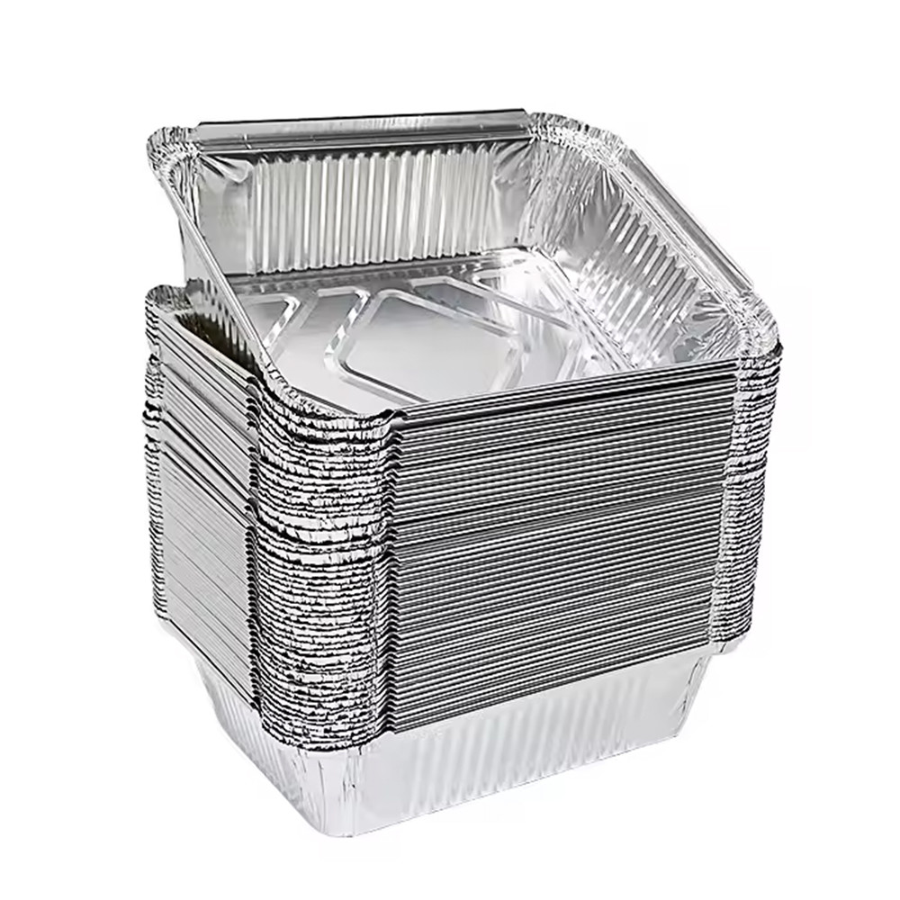 Disposable Food Grade Aluminum Foil Pan 300ml Rectangular Container