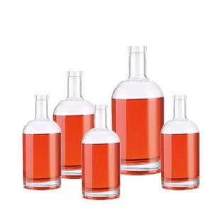 China 700ml Pewter Metal Labels Rum Whisky Vodka Gin Spirits Glass Wine Bottle Empty Bottle Of Whisky wholesale