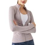 Customized Logo Nylon Cotton Women Sports Clothes Stand Collar Full Zip Yoga