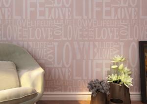 China Non woven Washable Wallpaper Purple Color LOVE English Letters Wallpaper wholesale