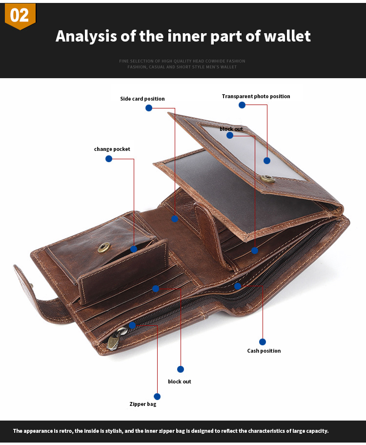 Men's Slim Card Holder Billfold Money Clip Wallet Genuine Leather Small Bag for Rfid