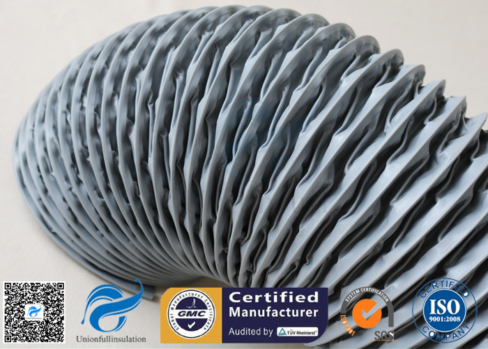 Flexible Air Duct PVC Coated Fiberglass Fabric Grey 200MM 10M 260℃ Waterproof