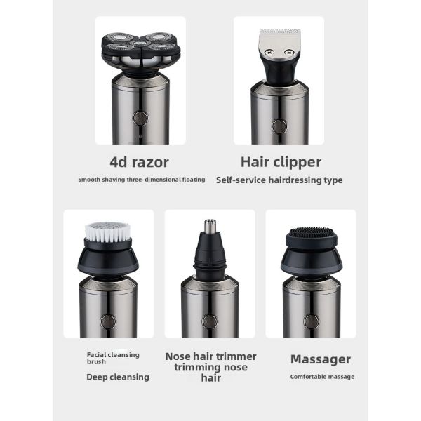 ANBOLIFE Smart Five-Blade Rechargeable Electric Shaver with Digital Display USB Powered and Free Spare Parts for Men