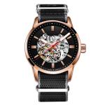 30m Life Waterproof Skeleton Mechanical Watch Stereo Dial Nylon Wrist Watch