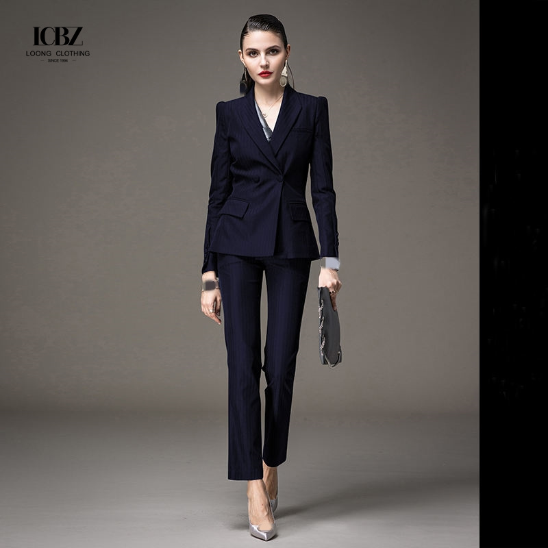 Autumn Dress Women's Fitted Business Suits with Hand Embroidery and Pure Pattern