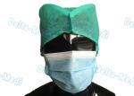 Green Medical Disposable Surgical Caps Non Woven Tie On Back Type For Hospital