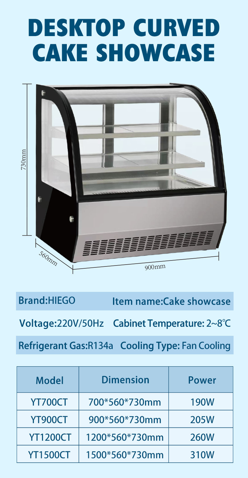 R600a Cake Display Showcase Cabinets Showcase Cake Chiller For Supermarket