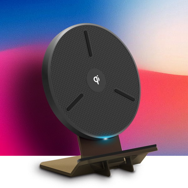 Sky Wheel 2 Coils Fast Qi Aluminium Wireless Charging Stand 15W With Led Indicator