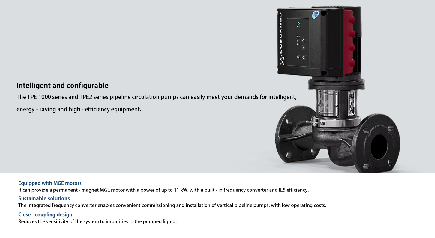 Vertical In Line Booster Pump For Industrial Heating Cooling Grundfos TPE2 100-180