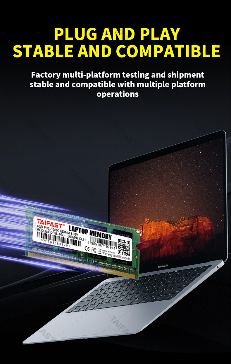 1.35V 2GB Laptop DDR3 Memory Ram 1600mhz 240pin So Dimm Taifast