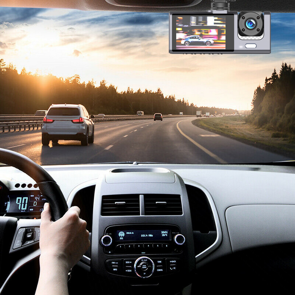 3 Lens Automotive Car DVR Camera Video Recorder HD 1080P Front Rear Inside