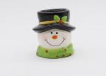 Novelty Ceramic Tea Light Holder , Snowman Candle Tea Light Holder For Christmas