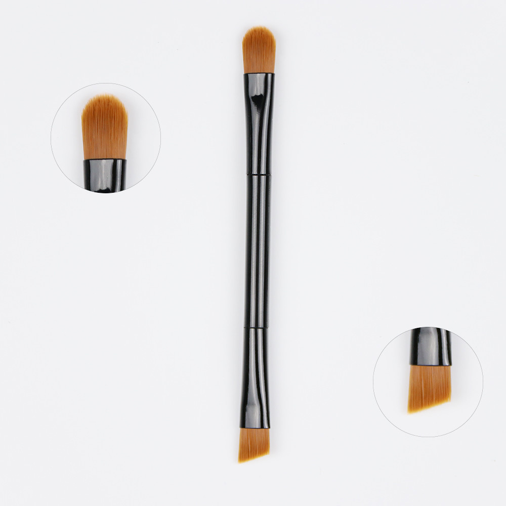 Cosmetic Two Sided Makeup Brush Plastic Handle Aluminum Ferrule