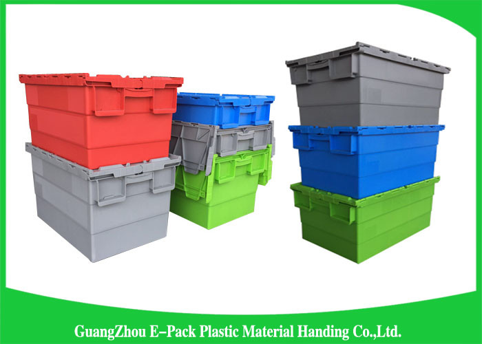 Recyclable Logistic Plastic Attached Lid Containers For Transporting