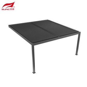 China SUNC 4x4m Wall-mounted Aluminium Manual Louvered Pergola Outdoor Gaeden Building Waterproof wholesale
