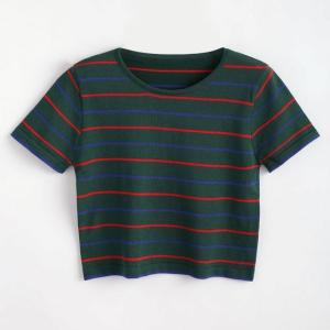 China Custom Logo Stripe Cotton T Shirt Printing for Women wholesale