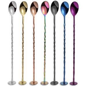 China Stainless Steel 304 Bar Cocktail Stirring Spoons Long Handle Bar Spoon For Bartender wholesale