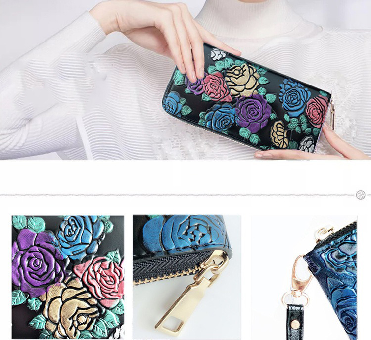 Designer Ladies Wallet in Long PU Leather with Custom Print and Fashionable Design
