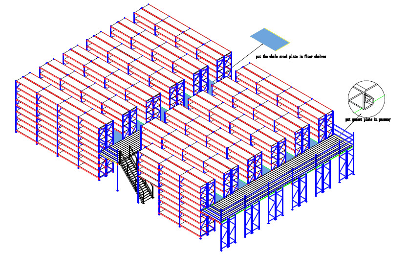 Pallet Mezzanine Floor Racking System Q235B Cold Roll Steel Large Load Capacity
