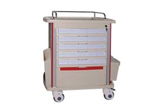 China Double Sided Trays Medical TrolleysEquipment Cart With Aluminum Columns wholesale
