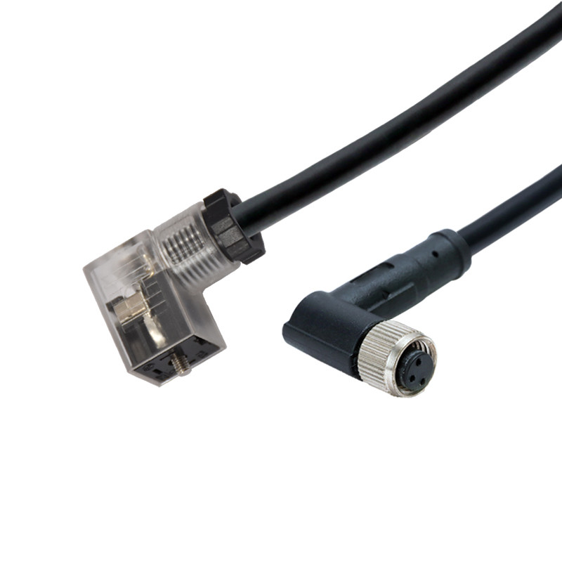 M12 Waterproof Molding 5pins Female Molding Connector To Solenoid Valve Type C LED