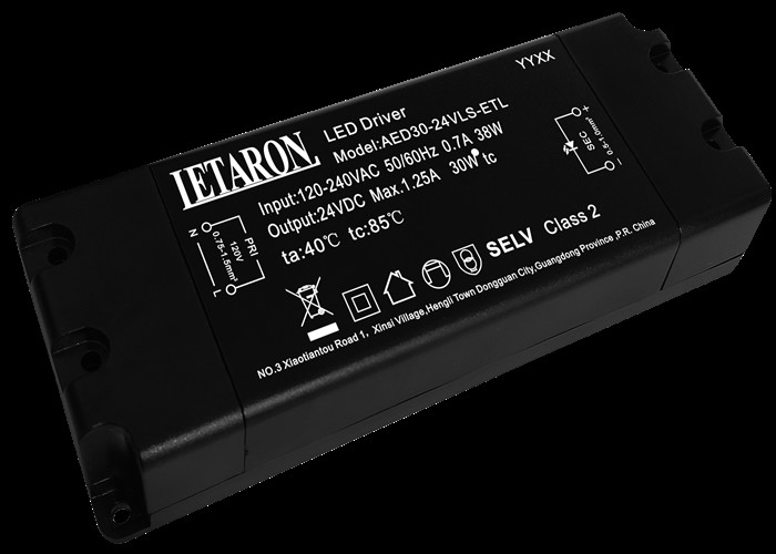1250mA Cabinet Light Letaron LED Driver 24V 30W With ETL Certificate
